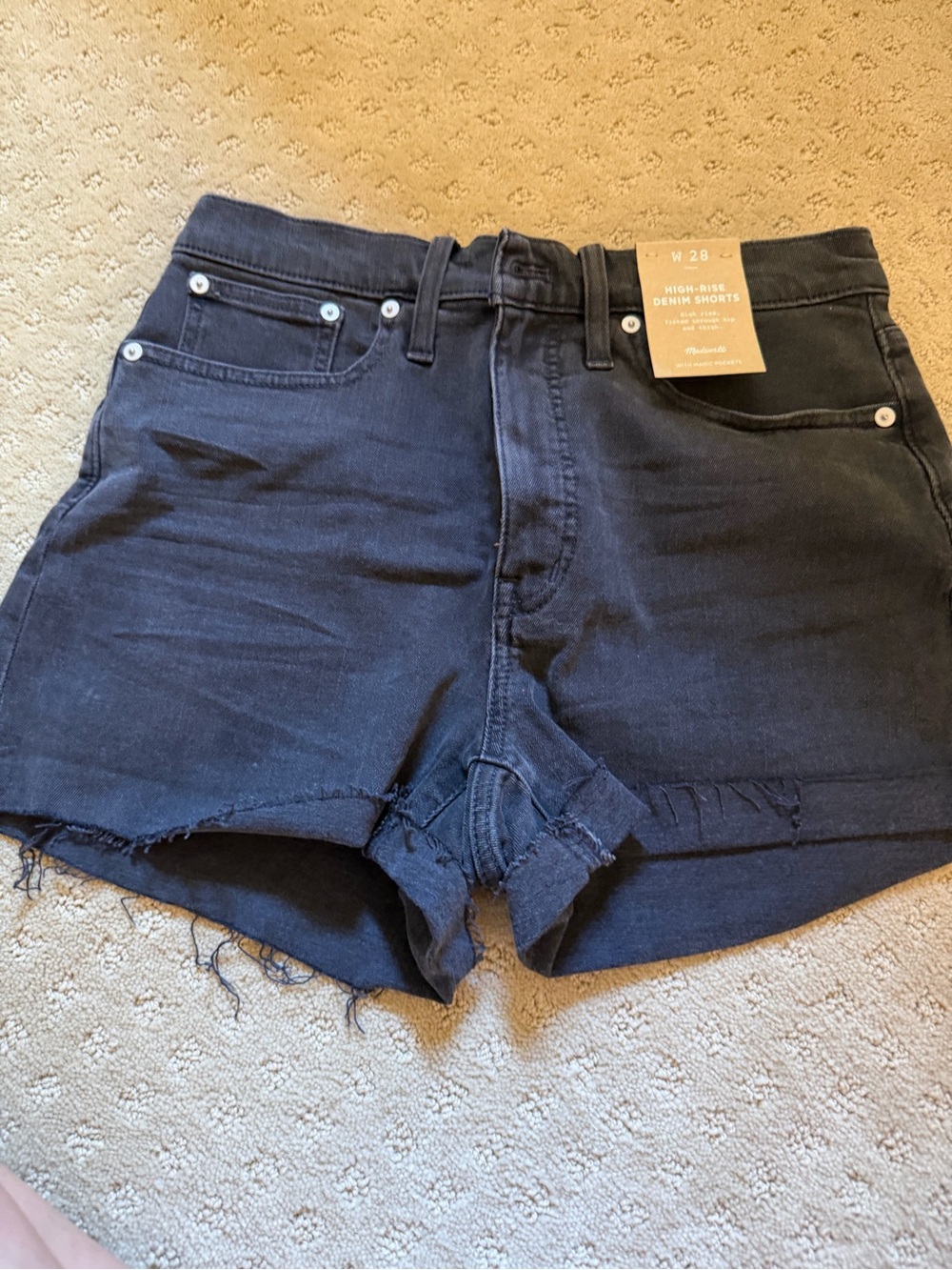 Madewell Black High-Rise Denim Cutoff Shorts